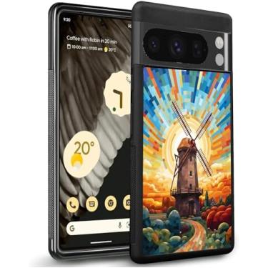 Imagem de Capa de telefone para Google Pixel 8 8 Pro 7 7 Pro 6 6a 6 Pro 5 5a 4 4a 4XL 3 3 XL 2 2 XL 4G/5G com design Flamingo-aa472 moldura preta de borracha fina à prova de choque/948 (Color : Dutch Windmill