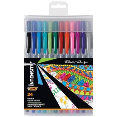 Imagem de BIC Conjunto de canetas marcadoras Intensity Fineliner, canetas de ponta fina (0,4 mm), cores sortidas, pacote com 24 unidades, marcadores para escola