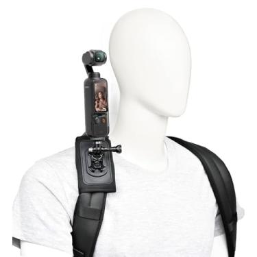 Imagem de Fotoleey Suporte de mochila para DJI Osmo Pocket 3 compatível com Insta360 X3/X2/Ace Pro/Ace, GoPro Hero 12/11/10/9/8 ajustável