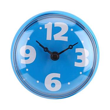 Imagem de Relógio De Parede Com Ventosa à Prova D'água ANKROYU, Espelho De Janela De Parede Com Ventosa, Relógio De Chuveiro Digital árabe, Mini Relógio Redondo Para Banheiro De Parede(Azul)