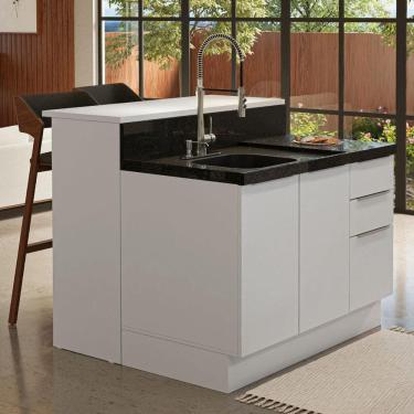 Imagem de Ilha de Cozinha com Bancada e Balcão 120 cm Branco Stella Madesa