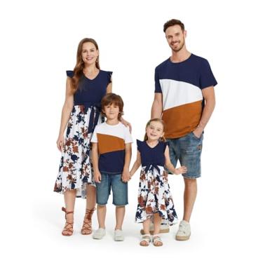 Imagem de PATPAT Conjunto de camisetas de manga curta e manga curta combinando com estampa floral para mãe e filha, Azul royal, M