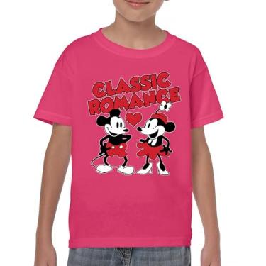 Imagem de Camiseta juvenil Steamboat Willie Classic Romance Cute Cartoon Mouse Love Relationship Heart Valentine's Day Kids Hot Pink X-Grande