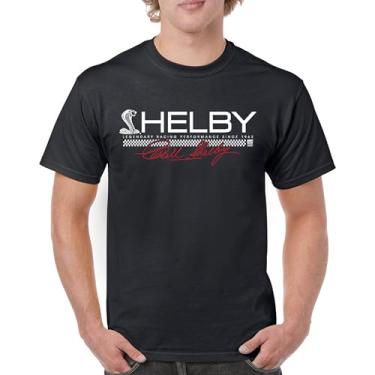 Imagem de Camiseta masculina Shelby Legendary Racing Performance Since 1962 Mustang Cobra GT Muscle Car GT500 Powered by Ford, Preto, 3G