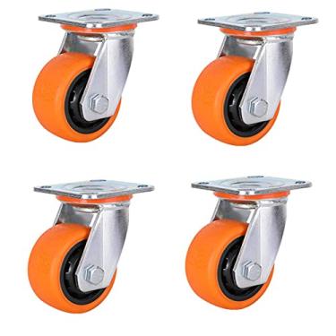 Imagem de Rodas giratórias de borracha rodízios de freio rodízios fixos, borracha de poliuretano durável antiderrapante 10.2 cm 12.7 cm 15.2 cm 20.3 cm para carrinhos, máquinas e equipamentos (Cor: B, tamanho: