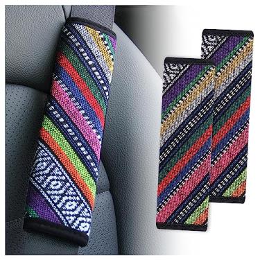 Imagem de IHOTDER 2 peças de almofada de cobertura de cinto de segurança, almofada de cinto de segurança Boho para decorações de carro e proteção de ombro, acessórios universais para todas as estações capas de cinto de segurança interiores para crianças e adultos (capa de cinto de segurança)