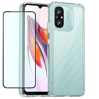 Imagem de GTBDEKI Capa transparente para Redmi 12C, capa Poco C55/Redmi 11A com protetor de tela HD, antiarranhões à prova de choque PC rígido transparente + capa protetora de TPU para Xiaomi Redmi 12C