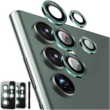 Imagem de BPZZ [Pacote com 5 + 5] Protetor de lente de câmera Ultra para Samsung Galaxy S23 Ultra 9H protetor de tela de câmera de vidro temperado para S23 Ultra acessórios, capa de lente de borda de alumínio