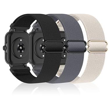 Imagem de Bolesi Pacote com 3 pulseiras de relógio de nylon elástico compatíveis com Amazfit Active 2/2 quadrado/ativo, pulseiras esportivas macias de substituição de 20 mm para Amazfit GTR mini/Bip U Pro/Bip 3