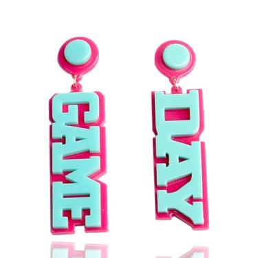 Imagem de Brincos de Dia de Jogo , acrílico futebol/rúgbi/beisebol/basquete/vôlei Espíritos esportivos torcedor presentes acessórios pingente longo 2023 Joias modernas para meninas adolescentes, Zinco, Sem pedra preciosa