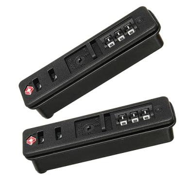 Imagem de Ech.Apr Pacote com 2 fechaduras TSA para bagagem, fechaduras de bagagem aprovadas pela TSA, fechadura pequena de combinação de viagem para bolsa de bagagem, mochila, mala, preta, EA354N