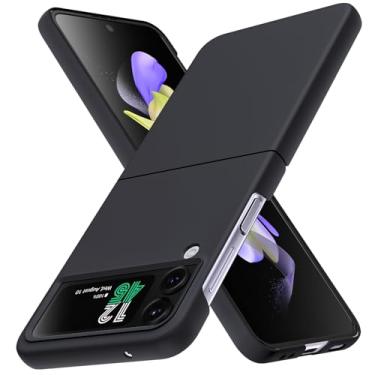 Imagem de YSLBWLE Capa para Samsung Galaxy Z Flip 4, capa de telefone fina e de proteção de nível militar, capa protetora rígida PC à prova de choque preta 20-zflip4-01