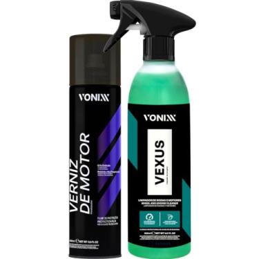 Imagem de Kit Verniz de Motor em Spray Vonixx 400 ml Protetor de Motores em Geral + Limpador de Motor Vexus 500 ml Vonixx