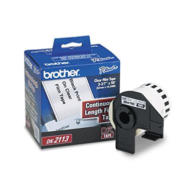 Imagem de Brother Fita de filme transparente preta com comprimento contínuo DK-2113 genuíno para impressoras de etiquetas Brother QL, 62 mm x 15,2 m, 1 rolo por caixa, DK2113