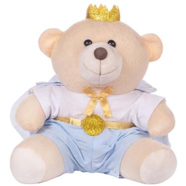Imagem de Urso De 25cm Para Nicho Decoração Menino Principe Azul Claro Bebê Baby Decoração Quarto Festa Pelúcia Presente Revelação Deluxe