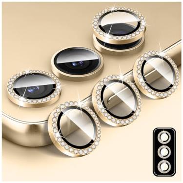 Imagem de Kucheed Protetor de lente de câmera Diamond para Samsung Galaxy S24/S23/S23+/S23 FE, protetor de tela traseira de vidro temperado 9H, anel de proteção de metal de alumínio individual antiarranhões