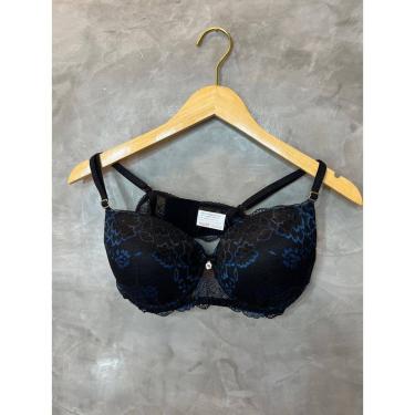 Imagem de Sutiã Preto com azul de alta sustentação,delicado para o dia a dia, confortável Morena Rosa