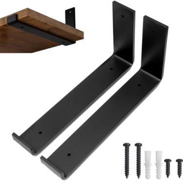 Imagem de RIO DESIGN99 Mão Francesa 40cm Cantoneira Invertida - Preta - 2 Unidades - Reforçada Industrial Suporte Aço Ferro