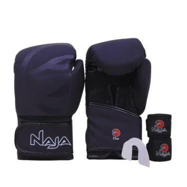 Imagem de KIT NAJA LUVA BOXE BLACK 1 PAR DE LUVAS +1 PAR DE BANDAGEM 2,8M + PROTETOR BUCAL