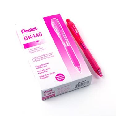Imagem de Pentel Uau! Caneta esferográfica retrátil, (1,0 mm), linha média, tinta rosa, caixa com 12 (BK440-P)