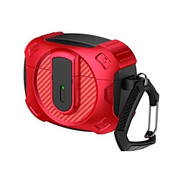 Imagem de LOOKCN Capa para fone de ouvido Apple Airpods Pro2 Nd AirpodsPro 3 2 Fecho Push-to-Lock Capa à prova de quedas de grau dilatar com fecho antiperda, para AirPods 1/2, vermelho