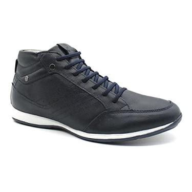 Imagem de Bota Masculina Casual em Couro com Elástico e Ziper Lateral NE-1008 Cor:Azul;Tamanho:44;Gênero:Masculino