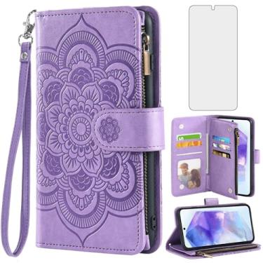 Imagem de Asuwish Capa de telefone para Samsung Galaxy A55 5G capa carteira com protetor de tela de vidro temperado e suporte flip de couro para cartão de crédito suporte flor fólio acessórios para celular A 55
