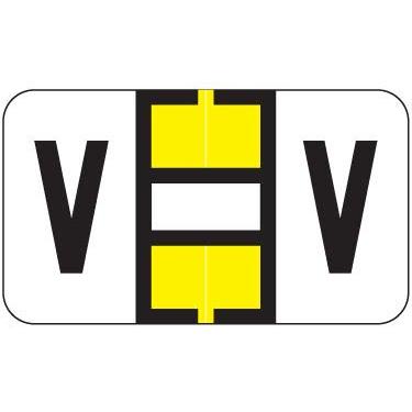 Imagem de Doctor Stuff - File Folder Labels, Alphabet Letter V, Ringbook Sheets, Jeter 5800 - JTAM Series Compatible Alpha Stickers, Yellow, 15/16" x 1-5/8", 240 Labels