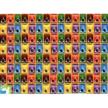 Imagem de Pokémon 100 Cartas Básicas de Energia Assortadas - 6 Tipos, Pelo Menos 10 de Cada Tipo, Ótima Variedade e Preço!