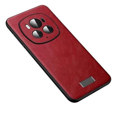 Imagem de POYUFRG Capa ultrafina para Honor Magic 6 Pro/6, capa de couro com lentes com tudo incluído, leve, capa de telefone empresarial, proteção de borda macia, vermelha, 6 Pro