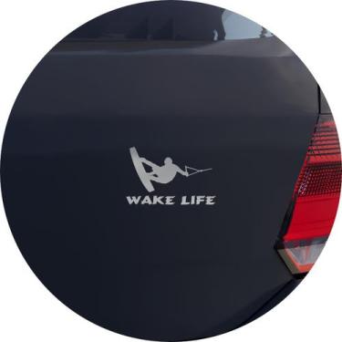 Imagem de Adesivo de Carro Wakeboard Wake Life - Cor Prata - Melhor Adesivo, Pra