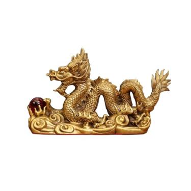 Imagem de ESTINTENG Criação de cobre completo de artesanato de dragão de riqueza, sala de estar, decoração de mesa de varanda-43#Xianglong Xianbao