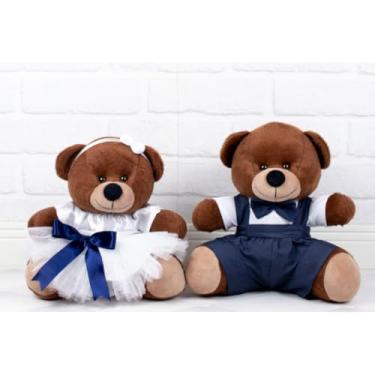 Imagem de PELUCIA DE URSOS CASAL 18 CM PAJEM MARINHO, DAMINHA BRANCA PARA DECORAÇÃO (Pajem Marinho, Daminha Branca, detalhes marinho - Pelúcia Marrom)