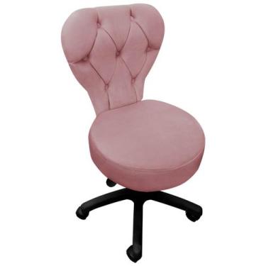 Imagem de Cadeira Mocho Soft Para Estética E Extensão De Cílios Veludo Rosa Clar