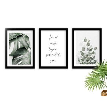 Imagem de Kit 3 Quadros Decorativos Com Molduras Lar Plantas - D'Cora