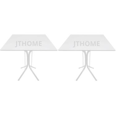 Imagem de Mesa de Jantar Quadrada 70cm Mdf Base 4 Isa Apoio - Jthome, Branco, 2 