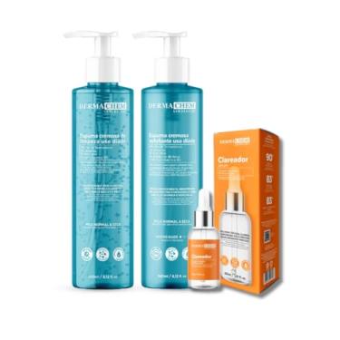 Imagem de Kit Skincare Sabonete + Esfoliante Facial Espuma Cremosa com Aloe Vera e Pró Vitamina B5 240ml+ Sérum Clareador 30ml-Dermachemm