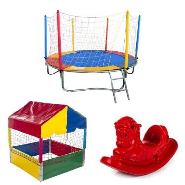 Imagem de Kit Cama Elástica Pula Pula Infantil 2,30 Piscina De Bolinha 1,00m Gan