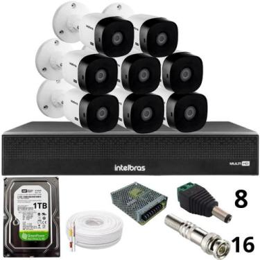 Imagem de Kit 8 Câmeras Intelbras 1220b Full Hd Dvr Mhdx 1016-c Intelbras Com De