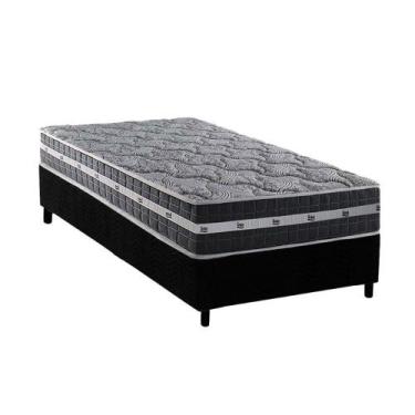 Imagem de Conjunto Box Solteiro: Colchão Molas Anjos Ensacadas Black Graphite + 
