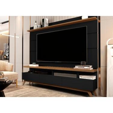 Imagem de Conjunto Sala com Rack Painel TV 72" Preto Freijo Vivare Wood 1,8 - An