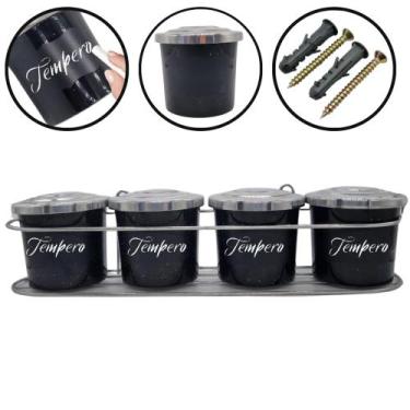 Imagem de Porta Condimentos 3 Peças Alumínio com Suporte de Papel Toalha Etiquet