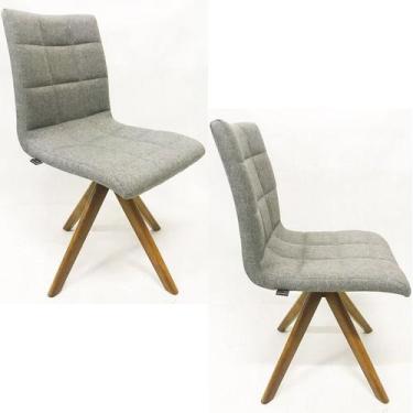 Imagem de Kit 2 Cadeiras de Jantar Jaque com gomos Linho Grafite base madeira ma