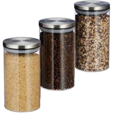 Imagem de Kit Potes De Vidro Hermético 150ml Porta Tempero Tampa Inox 3 Un - Dyn