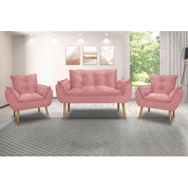Imagem de KIT NAMORADEIRA OPALA + 2 POLTRONA DECORATIVA pés palito - ME, ROSA