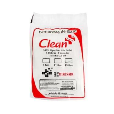 Imagem de Compressa De Gaze 13 Fios 7,5 X 7,5Cm Clean 500 Unidades