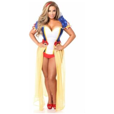 Imagem de Daisy Corsets Fantasia feminina luxuosa de princesa de neve plus size 4 peças, Azul, 2X