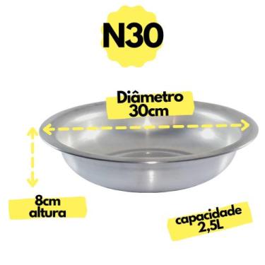Imagem de Bacia multiuso grande n 30 cm redonda em aluminio banho pet - Global A