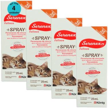 Imagem de Serenex Spray 25ml Para Gatos Kit Com 4 unidades - Konig