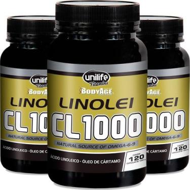 Imagem de Kit 3 Linolei Cl 1000 Óleo de Cártamo Unilife 120 Cápsulas